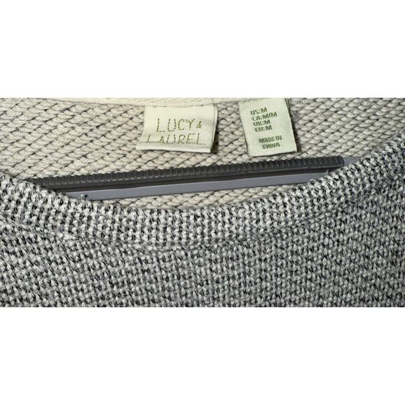Lucy & Laurel Long Sleeve Medium Women's Pullover Grey Zipper Pockets Crew Neck - Picture 4 of 7
